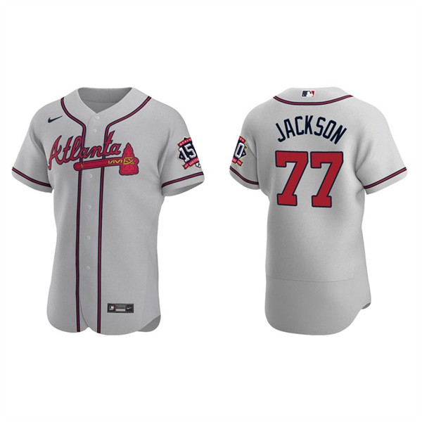 Men's Luke Jackson Atlanta Braves Gray Road 2021 World Series 150th Anniversary Jersey