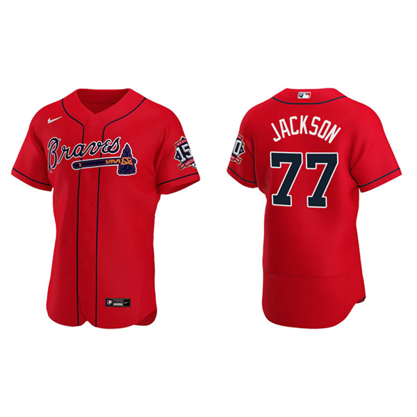 Men's Luke Jackson Atlanta Braves Red Alternate 2021 World Series 150th Anniversary Jersey