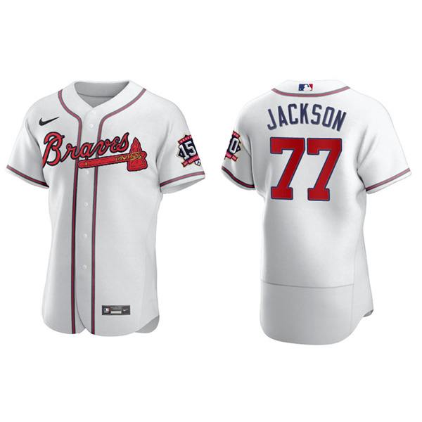 Men's Luke Jackson Atlanta Braves White Home 2021 World Series 150th Anniversary Jersey