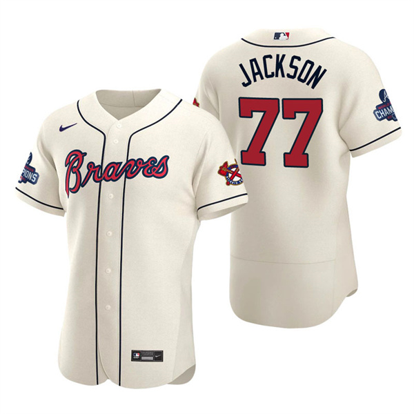 Men's Luke Jackson Atlanta Braves Cream Alternate 2021 World Series Champions Authentic Jersey