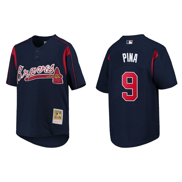 Youth Manny Pina Atlanta Braves Navy Cooperstown Collection Mesh Batting Practice Jersey