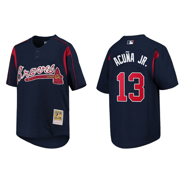 Youth Ronald Acuna Jr. Atlanta Braves Navy Cooperstown Collection Mesh Batting Practice Jersey