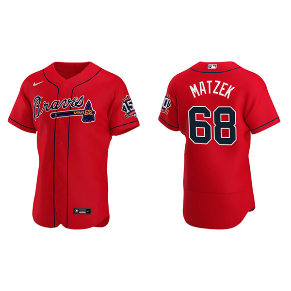 Men's Tyler Matzek Atlanta Braves Red Alternate 2021 World Series 150th Anniversary Jersey
