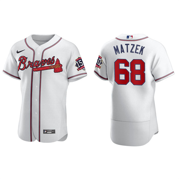 Men's Tyler Matzek Atlanta Braves White Home 2021 World Series 150th Anniversary Jersey