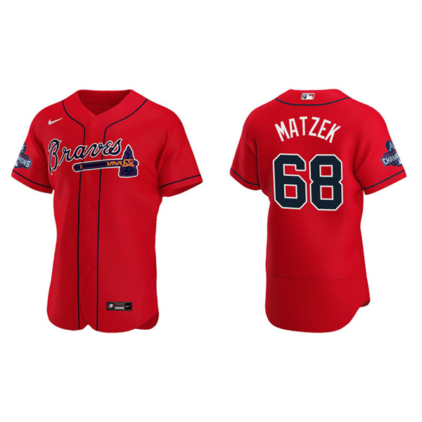 Men's Tyler Matzek Atlanta Braves Red Alternate 2021 World Series Champions Authentic Jersey
