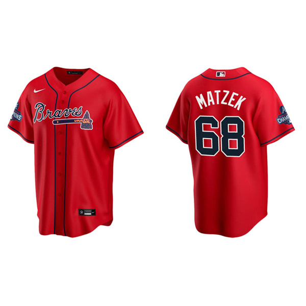 Men's Tyler Matzek Atlanta Braves Red Alternate 2021 World Series Champions Replica Jersey