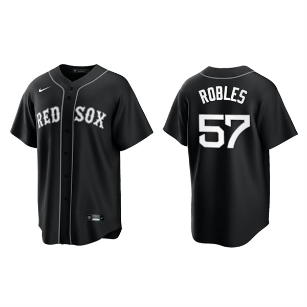 Men's Boston Red Sox Hansel Robles Black White Replica Official Jersey