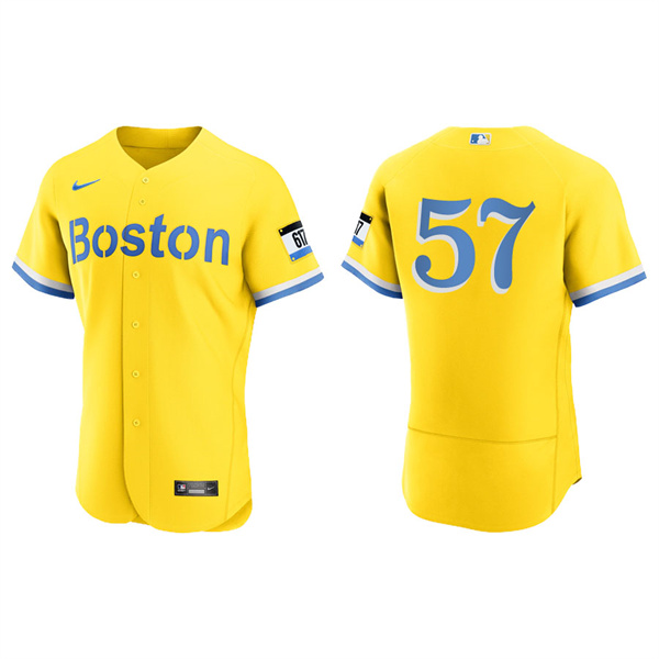 Men's Boston Red Sox Hansel Robles Gold Light Blue 2021 City Connect Authentic Jersey