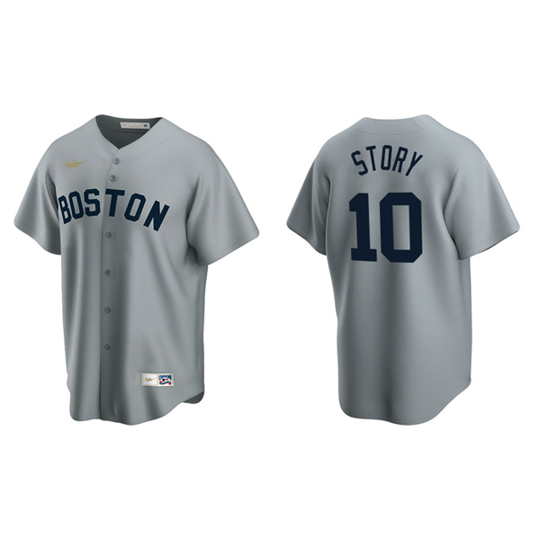 Men's Boston Red Sox Trevor Story Gray Cooperstown Collection Road Jersey