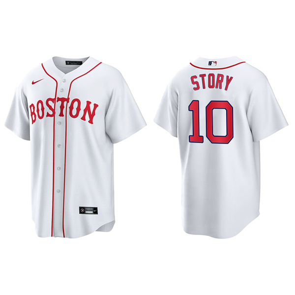 Men's Boston Red Sox Trevor Story Red Sox 2021 Patriots' Day Replica Jersey