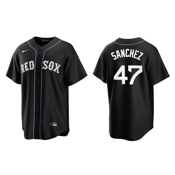 Men's Boston Red Sox Yolmer Sanchez Black White Replica Official Jersey