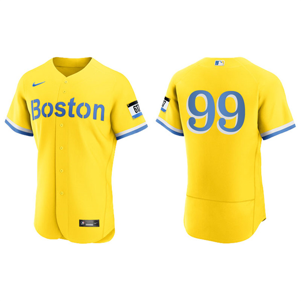 Men's Boston Red Sox Alex Verdugo Gold Light Blue 2021 City Connect Authentic Jersey