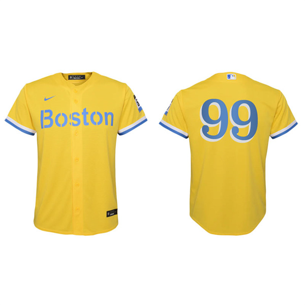 Youth Boston Red Sox Alex Verdugo Gold Light Blue 2021 City Connect Replica Jersey