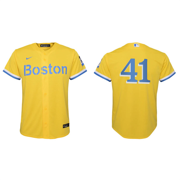 Youth Boston Red Sox Chris Sale Gold Light Blue 2021 City Connect Replica Jersey