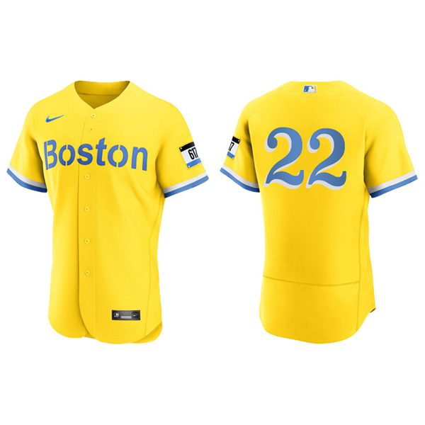 Men's Boston Red Sox Danny Santana Gold Light Blue 2021 City Connect Authentic Jersey