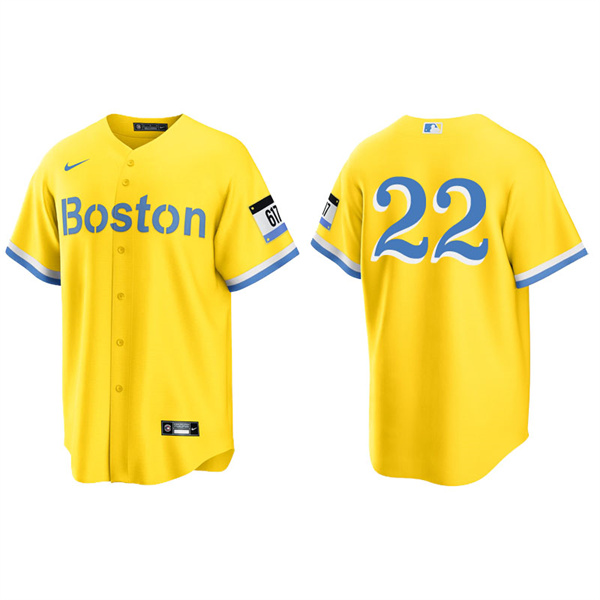 Men's Boston Red Sox Danny Santana Gold Light Blue 2021 City Connect Replica Jersey