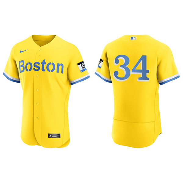 Men's Boston Red Sox David Ortiz Gold Light Blue 2021 City Connect Authentic Jersey