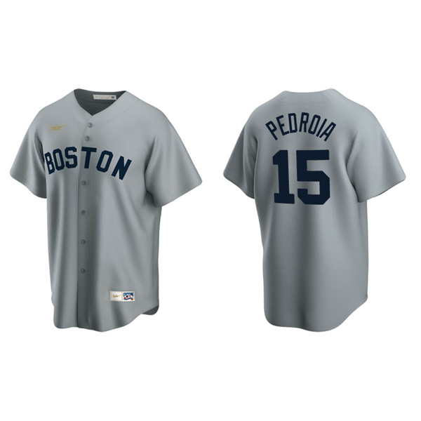 Men's Boston Red Sox Dustin Pedroia Gray Cooperstown Collection Road Jersey