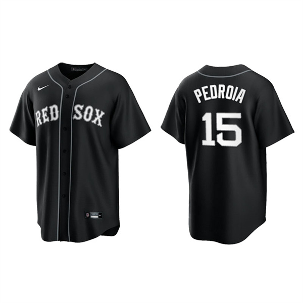 Men's Boston Red Sox Dustin Pedroia Black White Replica Official Jersey