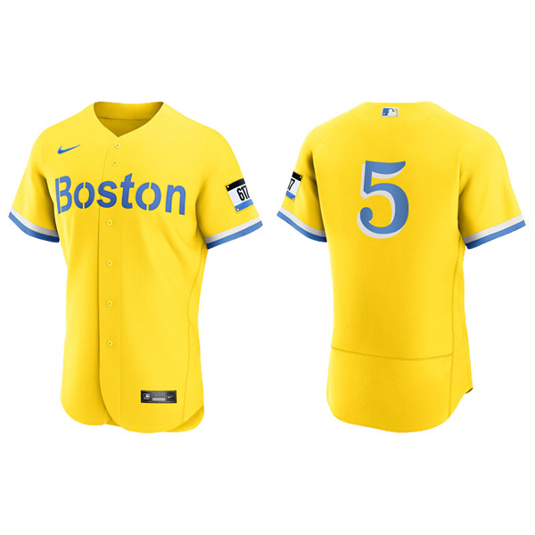 Men's Boston Red Sox Enrique Hernandez Gold Light Blue 2021 City Connect Authentic Jersey