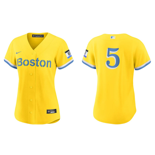 Women's Boston Red Sox Enrique Hernandez Gold Light Blue 2021 City Connect Replica Jersey