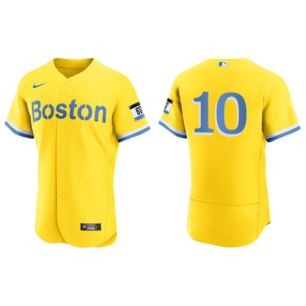 Men's Boston Red Sox Hunter Renfroe Gold Light Blue 2021 City Connect Authentic Jersey