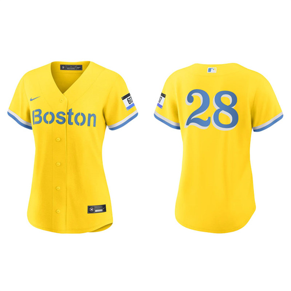 Women's Boston Red Sox J.D. Martinez Gold Light Blue 2021 City Connect Replica Jersey