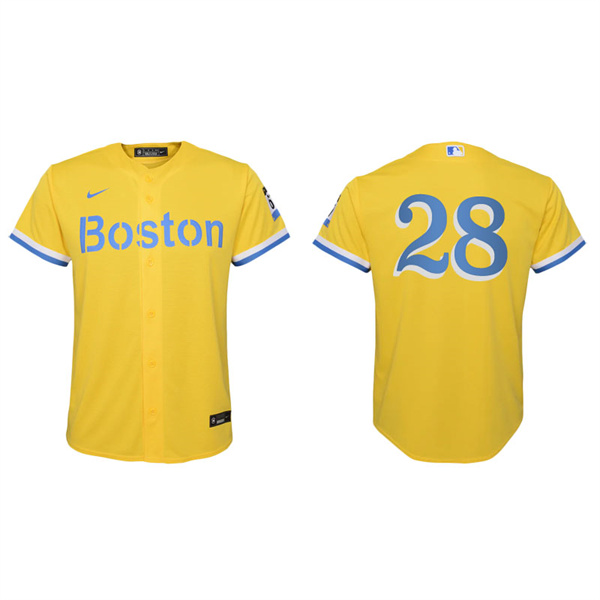 Youth Boston Red Sox J.D. Martinez Gold Light Blue 2021 City Connect Replica Jersey