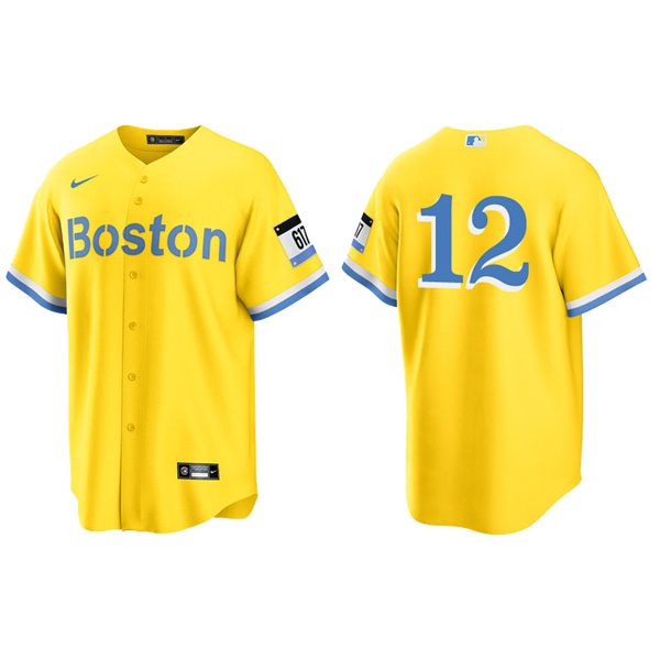 Men's Boston Red Sox Marwin Gonzalez Gold Light Blue 2021 City Connect Replica Jersey