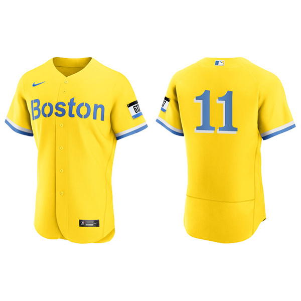 Men's Boston Red Sox Rafael Devers Gold Light Blue 2021 City Connect Authentic Jersey
