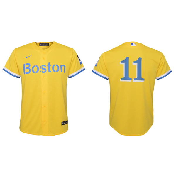 Youth Boston Red Sox Rafael Devers Gold Light Blue 2021 City Connect Replica Jersey