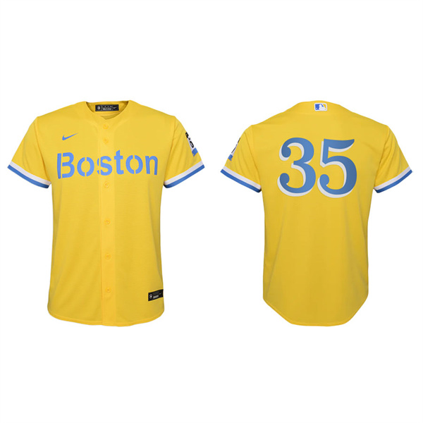 Youth Boston Red Sox Christin Stewart Gold Light Blue 2021 City Connect Replica Jersey