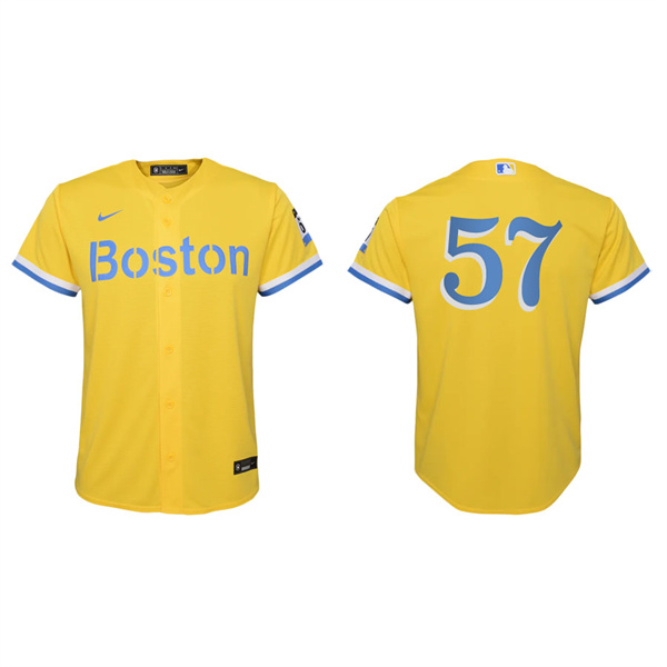 Youth Boston Red Sox Hansel Robles Gold Light Blue 2021 City Connect Replica Jersey