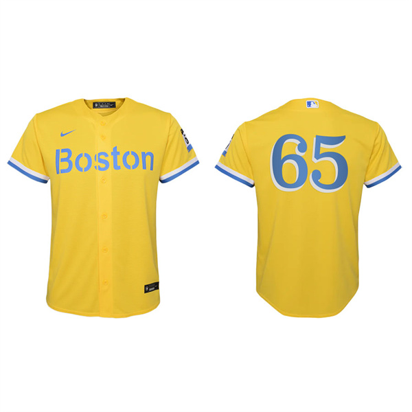Youth Boston Red Sox James Paxton Gold Light Blue 2021 City Connect Replica Jersey