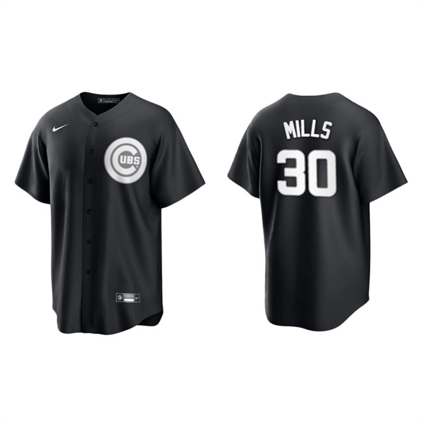 Men's Chicago Cubs Alec Mills Black White Replica Official Jersey