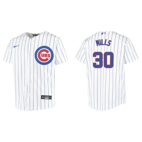 Youth Chicago Cubs Alec Mills White Replica Home Jersey