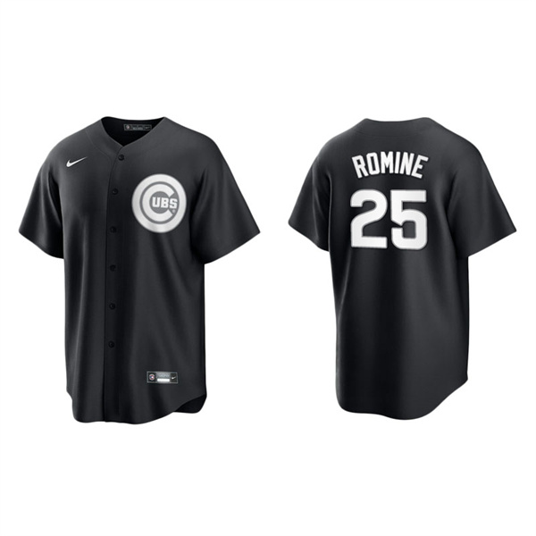 Men's Chicago Cubs Austin Romine Black White Replica Official Jersey