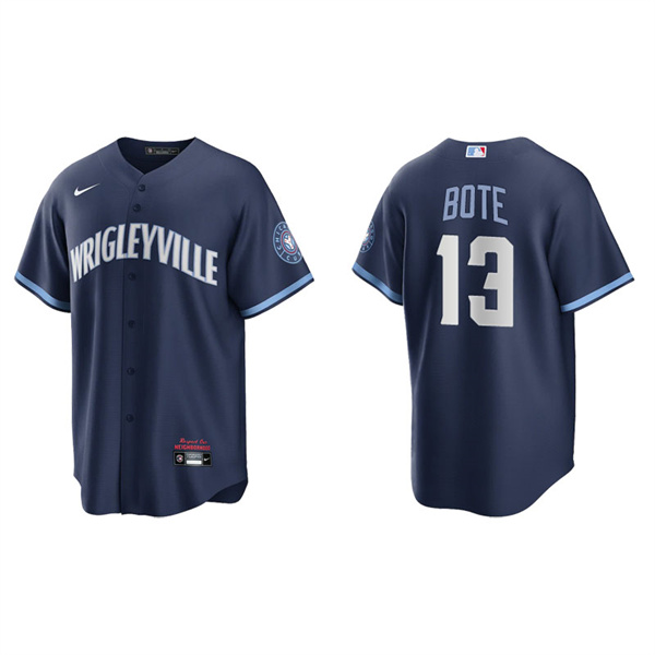 Men's Chicago Cubs David Bote Navy 2021 City Connect Replica Jersey