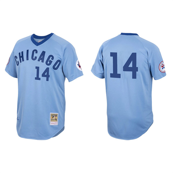 Men's Chicago Cubs Ernie Banks Light Blue Authentic 1976 Cooperstown Jersey