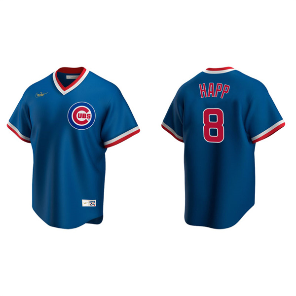 Men's Chicago Cubs Ian Happ Royal Cooperstown Collection Road Jersey