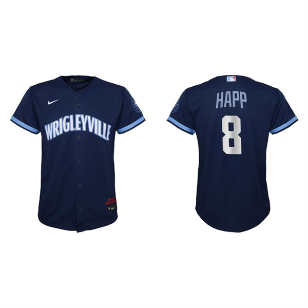 Youth Chicago Cubs Ian Happ Navy 2021 City Connect Replica Jersey
