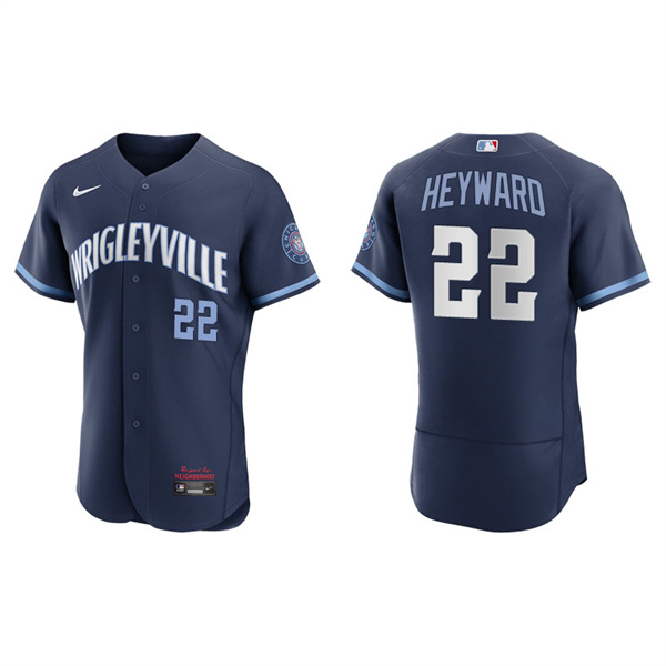 Men's Chicago Cubs Jason Heyward Navy 2021 City Connect Authentic Jersey