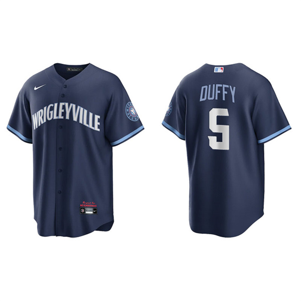 Men's Chicago Cubs Matt Duffy Navy 2021 City Connect Replica Jersey