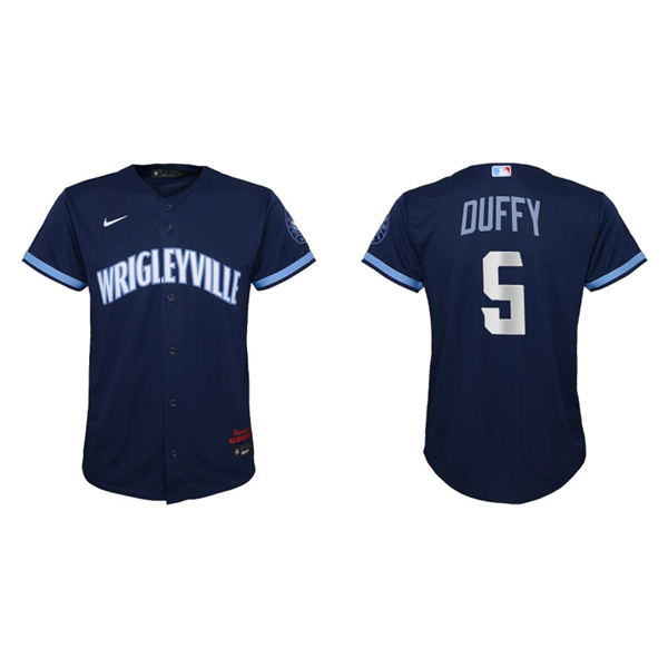 Youth Chicago Cubs Matt Duffy Navy 2021 City Connect Replica Jersey