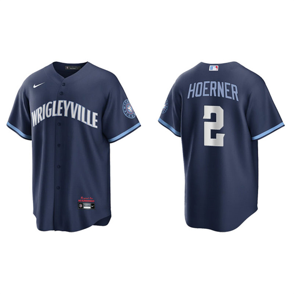 Men's Chicago Cubs Nico Hoerner Navy 2021 City Connect Replica Jersey