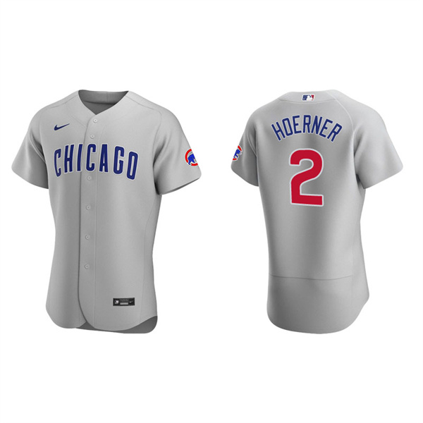 Men's Chicago Cubs Nico Hoerner Gray Authentic Road Jersey
