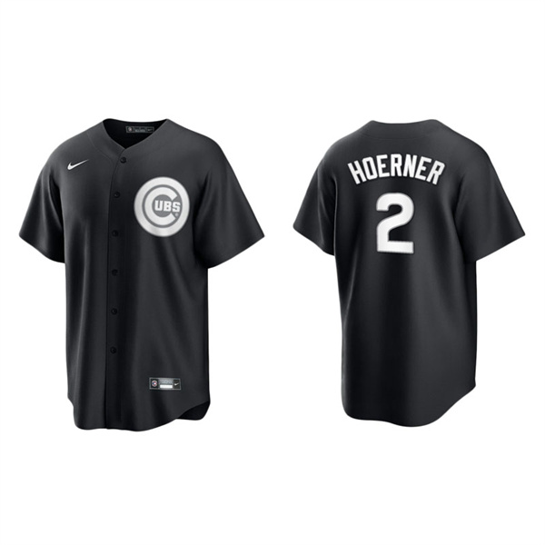 Men's Chicago Cubs Nico Hoerner Black White Replica Official Jersey