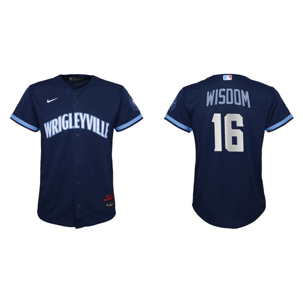 Youth Chicago Cubs Patrick Wisdom Navy 2021 City Connect Replica Jersey