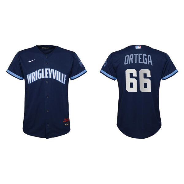 Youth Chicago Cubs Rafael Ortega Navy 2021 City Connect Replica Jersey