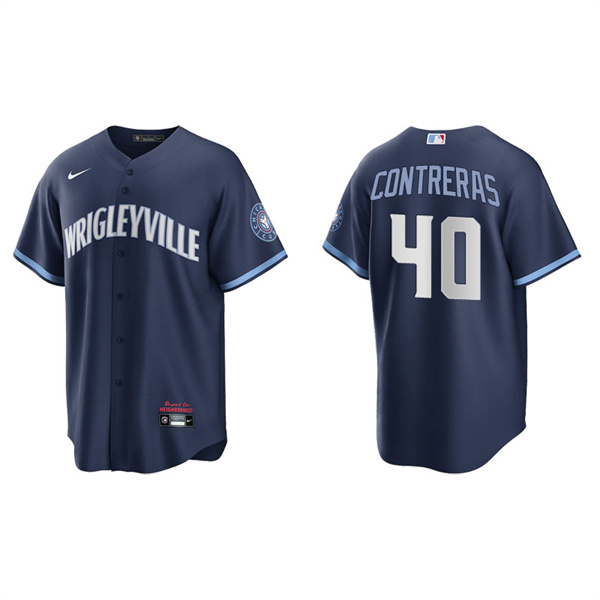 Men's Chicago Cubs Willson Contreras Navy 2021 City Connect Replica Jersey